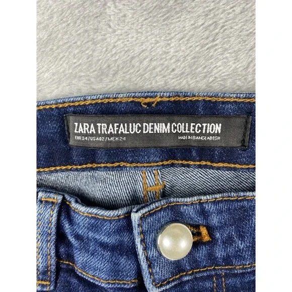 ZARA Trafaluc Denim Collection Women's Super Skinny Jeans US Size 2 (Pearls) NWT - Picture 4 of 16
